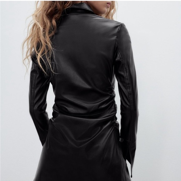 ZARA Fitted Faux Leather Overshirt - Picture 5 of 8